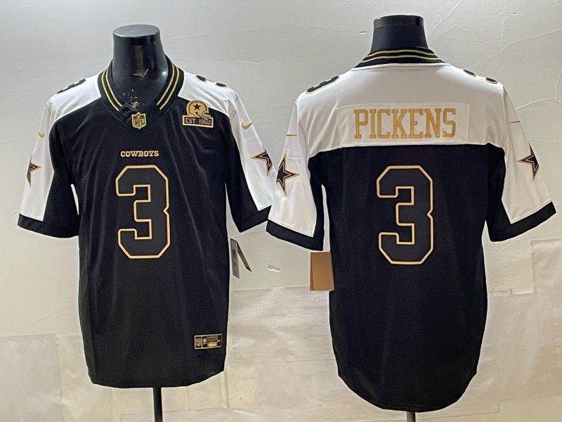 Men 2026 Dallas Cowboys #3 Pickens Black Gold 6th generations Nike Limited NFL Jersey style 03->dallas cowboys->NFL Jersey